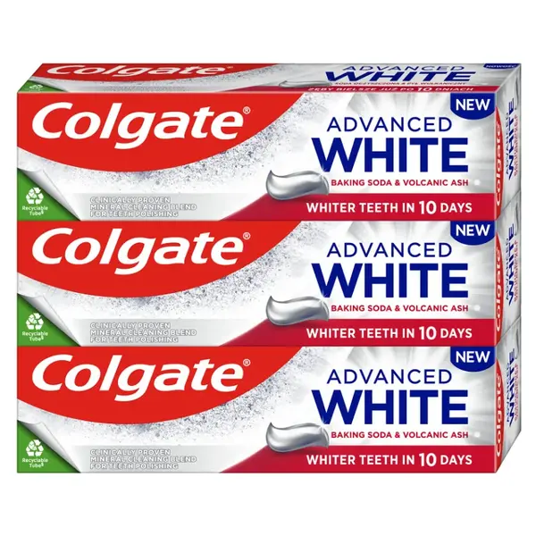 COLGATE Advanced Zubní pasta White Baking Soda & Volcanic Ash 3 x 75 ml