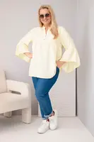 Plus-size viskózová blúzka s volánovými rukávmi