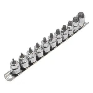 Zástrčné hlavice Torx 3/8", nízkoprofilové, na liště, T10-T60, 11 ks - ASTA