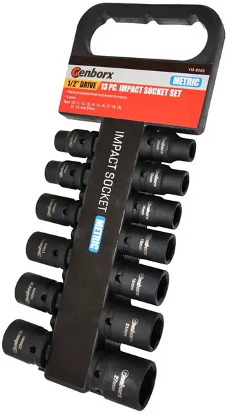 Genborx Nástrčné hlavice úderové 1/2", 10-27 mm, 13 ks - YM-8088