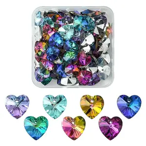 70Pcs 7 Colors Faceted Glass Charms