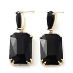 Glass Rectangle Dangle Stud Earrings
