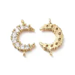 Brass Pave Clear Cubic Zirconia Connector Charms