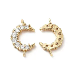 Brass Pave Clear Cubic Zirconia Connector Charms