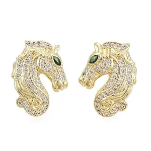 Brass Micro Pave Cubic Zirconia Stud Earrings