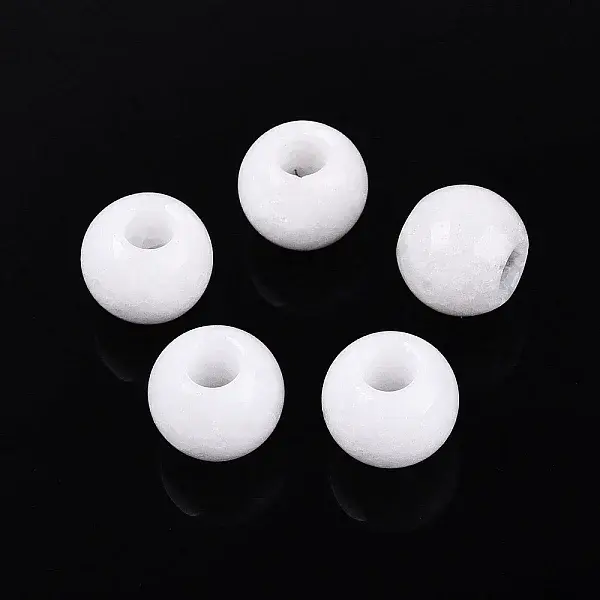 Natural White Jade European Beads