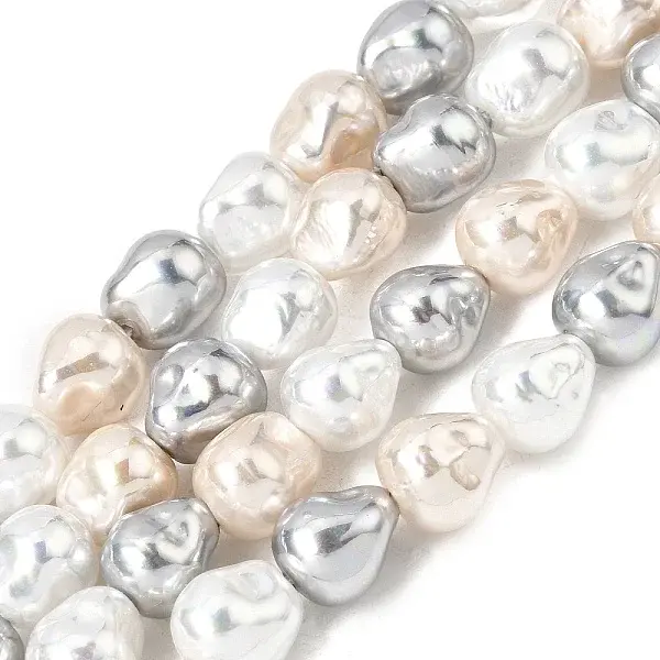 Electroplated Glass Shell Pearl Beads Strands