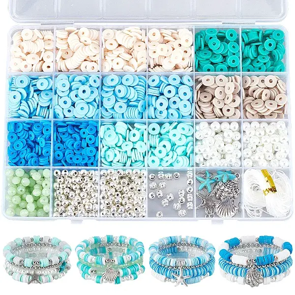 DIY Ocean Theme Synthetic Howlite Stretch Bracelet Making Kit