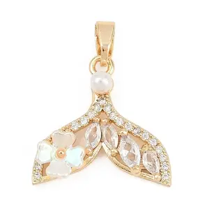 Brass Micro Pave Clear Cubic Zirconia Pendants