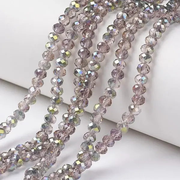 Electroplate Transparent Glass Beads Strands