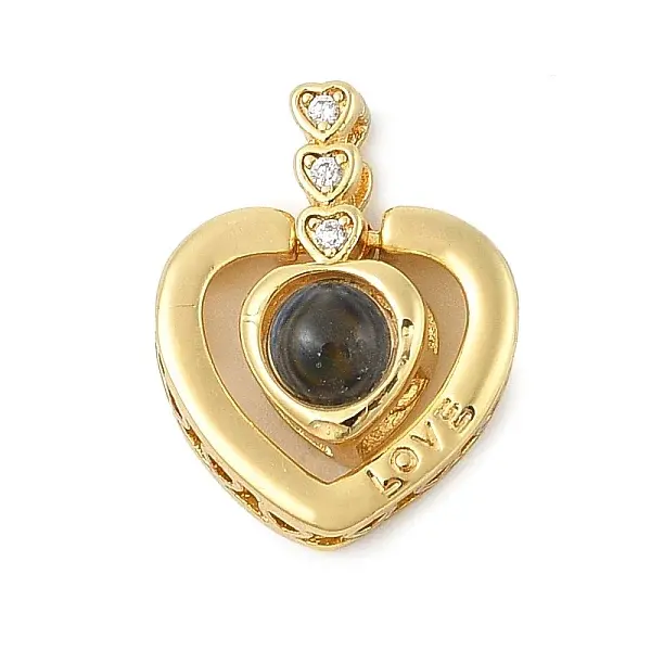 Brass Micro Pave Cubic Zirconia and Glass Pendants