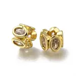 Brass Micro Pave Clear Cubic Zirconia Beads