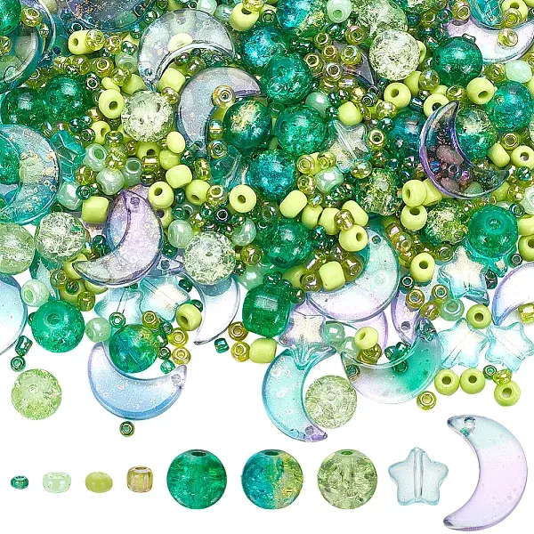 Mixed Styles Transparent Glass Beads