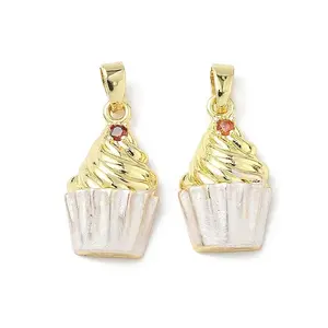 Brass Micro Pave Cubic Zirconia with Enamel Pendants