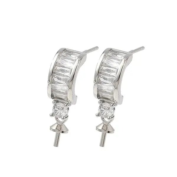 Brass Pave Clear Cubic Zirconia Stud Earring Findings