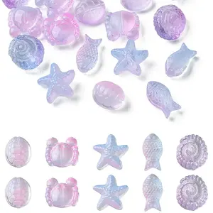 25Pcs 5 Style Ocean Themed Transparent Glass Beads Sets