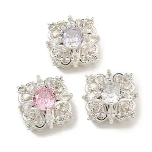 Brass Micro Pave Cubic Zirconia Beads