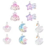 10Pcs 5 Styles Transparent Resin Pendants