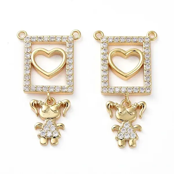 Brass Micro Pave Clear Cubic Zirconia Pendants