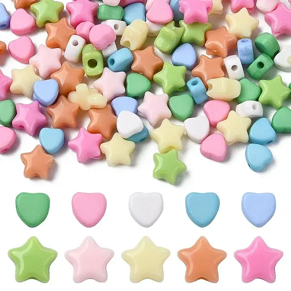 100Pcs 10 Styles Opaque Acrylic Beads