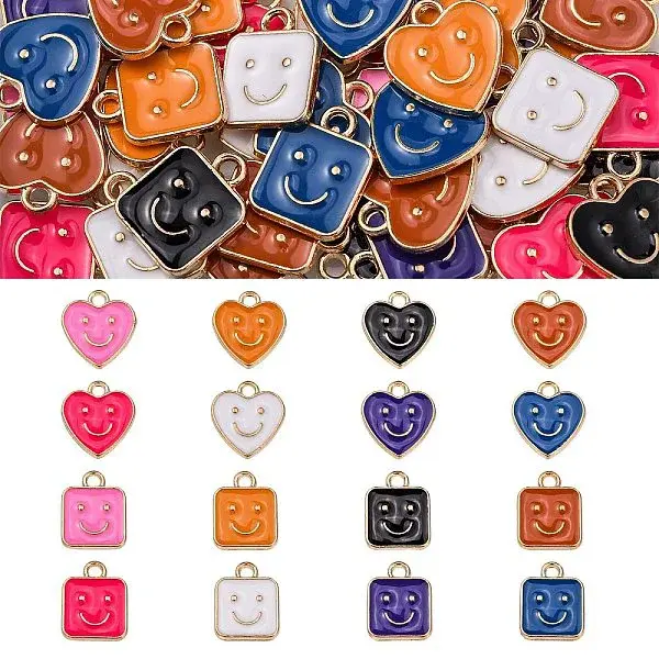 64Pcs 16 Style Alloy Enamel Charms