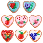 8Pcs 8 Colors Painted Glass Beads Enamel Beads Heart with Fruit