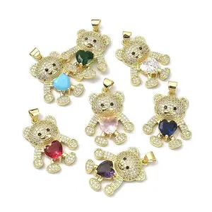 Brass Micro Pave Cubic Zirconia Pendants