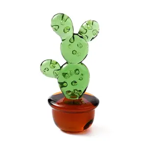 Mini Glass Cactus Display Decorations