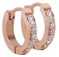 Troli Růžově pozlacené ocelové náušnice s krystaly