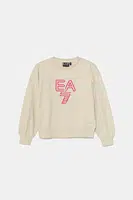 Dětská mikina EA7 Emporio Armani béžová barva, s aplikací, 7G000043 AF13135