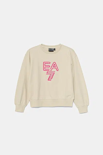 Dětská mikina EA7 Emporio Armani béžová barva, s aplikací, 7G000043 AF13135