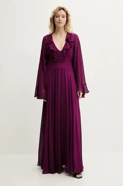 Šaty Twinset fialová barva, maxi, 251TS2070