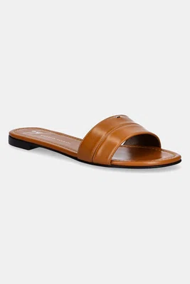 Kožené pantofle Giuseppe Zanotti Baddy dámské, hnědá barva, E500060.004