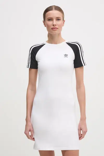 Šaty adidas Originals 3S RAGLAN DRESS bílá barva, mini, JD0837