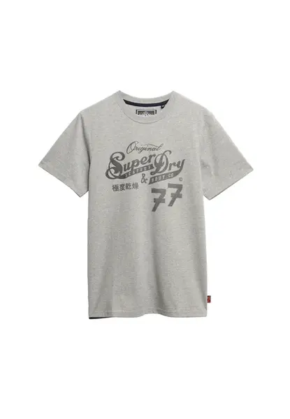 Superdry & Co Tričko 'LEATHER & BOOT'  tmavosivá / sivá melírovaná