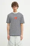 Bavlněné tričko Marcelo Burlon Bunny Heart Stripe Basic Tee White Navy