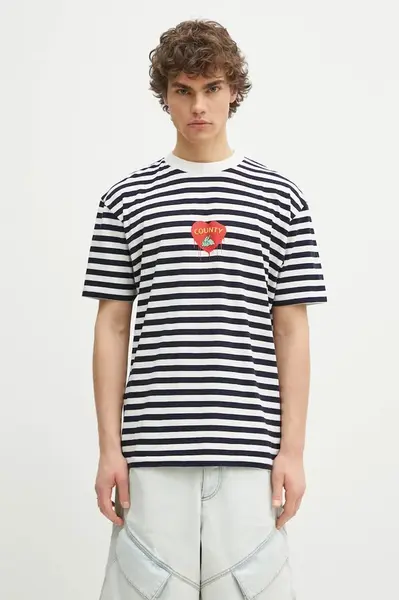 Bavlněné tričko Marcelo Burlon Bunny Heart Stripe Basic Tee White Navy