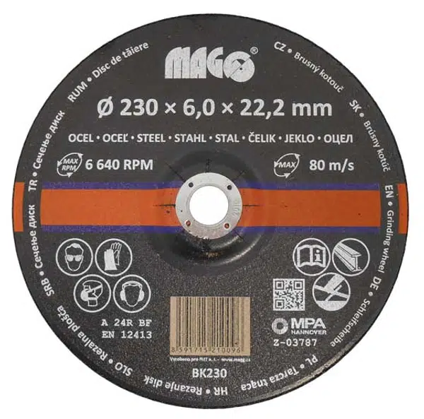 Kotouč brusný na kov 230 x 6 x 22,2 mm - MAGG BK230