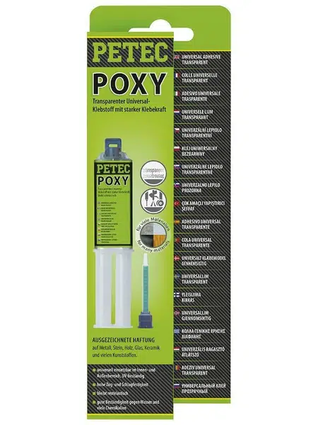 Dvoukomponentní lepidlo epoxypryskyřičné, na kovy a plasty, 24 ml - Petec