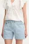 Džínové šortky Pepe Jeans REGULAR SHORT HW MABLE dámské, modrá barva, medium waist, PL801188PG8