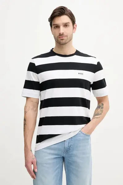 Bavlněné tričko BOSS Orange černá barva, 50499334