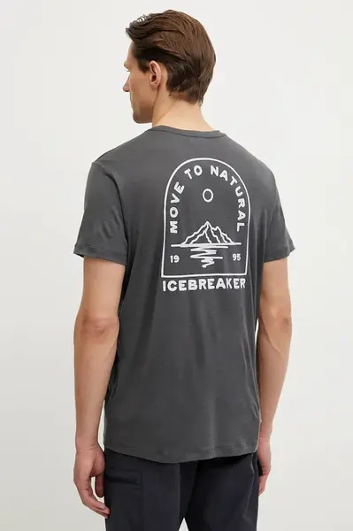 Sportovní triko Icebreaker Road to Cook šedá barva, s potiskem, IB0A576F0A11