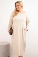 Plus size bavlnené šaty s dlhými rukávmi
