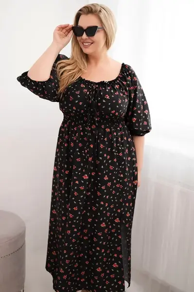 Maxi šaty Kesi Włoski Plus Size černé