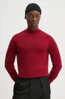 Vlněný svetr G-Star pánský, červená barva, lehký, s golfem, D25175-D847