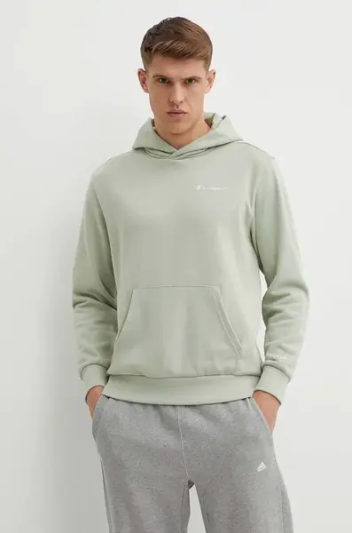Mikina Champion pánská, zelená barva, s kapucí, hladká, E20000
