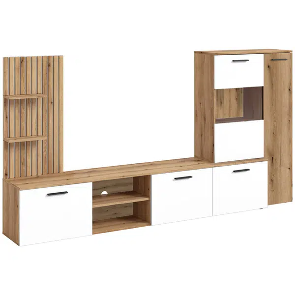Carryhome OBÝVACÍ STĚNA, bílá, barvy dubu