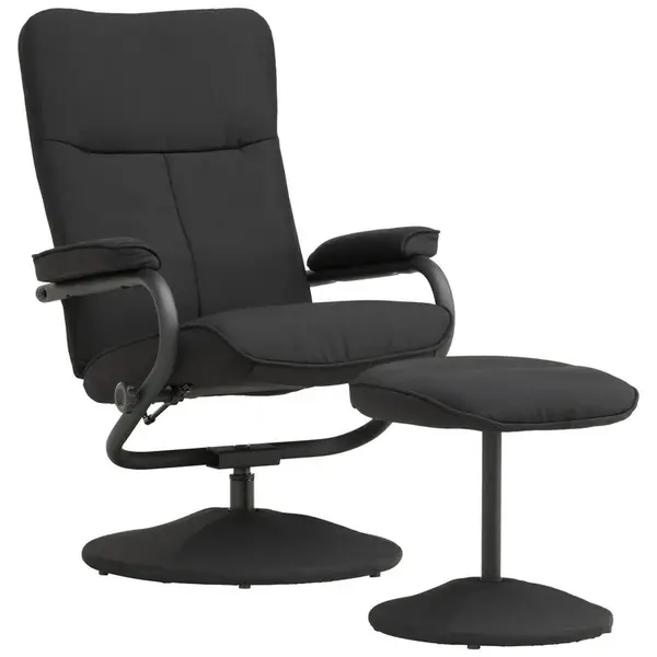 P & B RELAXAČNÍ KŘESLO S TABURETEM, textil, černá