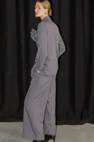 Kalhoty Answear.LAB dámské, šedá barva, široké, high waist