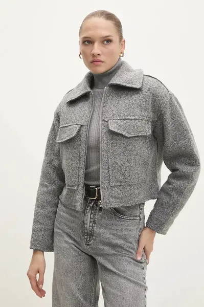 Bunda Answear.LAB dámská, šedá barva, přechodná